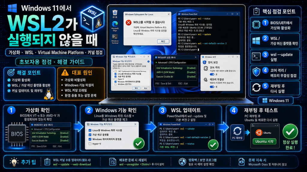 Windows 11에서 WSL2가 실행되지 않을 때 대표이미지